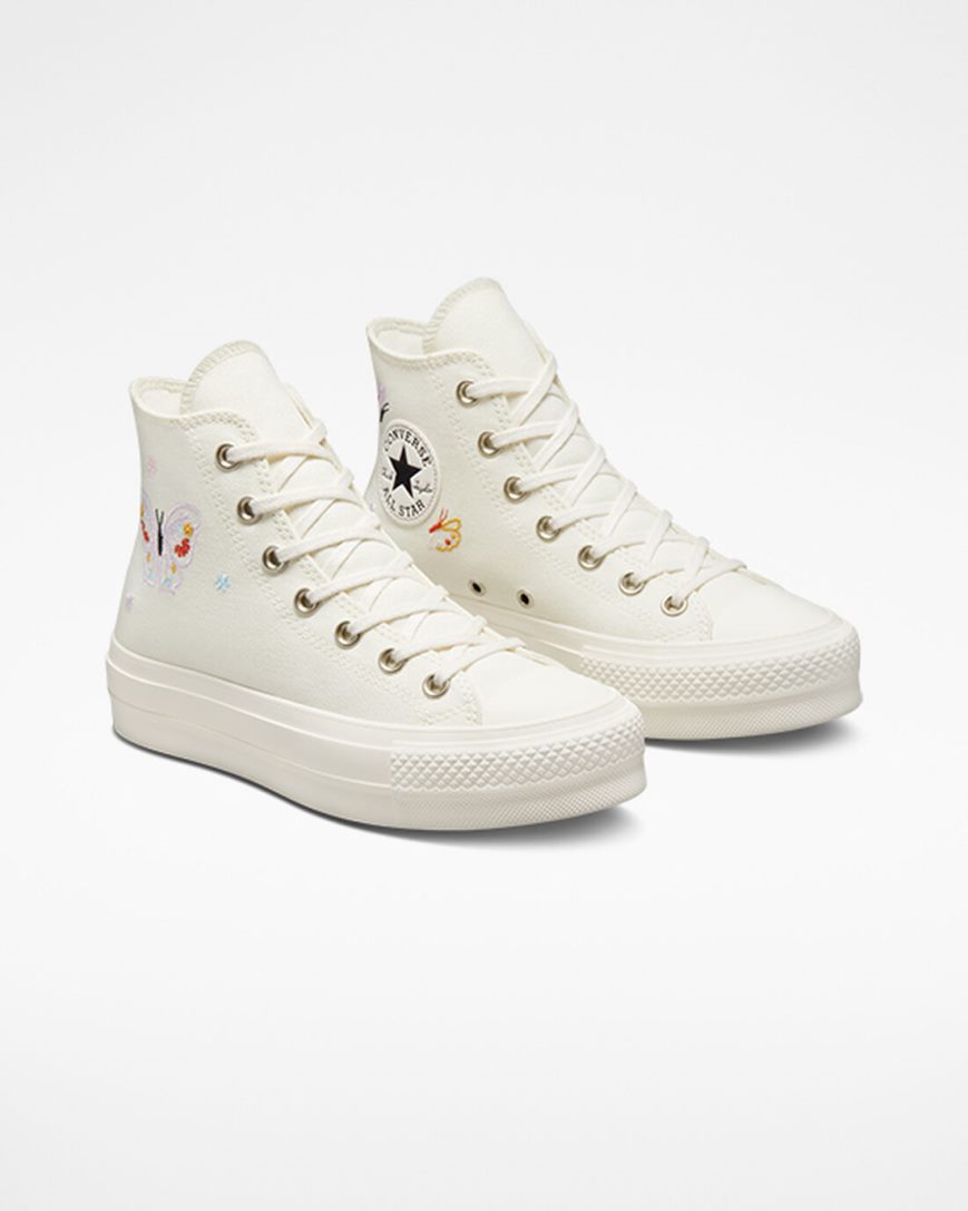 Topanky Na Platforme Converse Chuck Taylor All Star Lift Butterfly Wings Vysoke Damske Béžové Ruzove | SK AORPM9